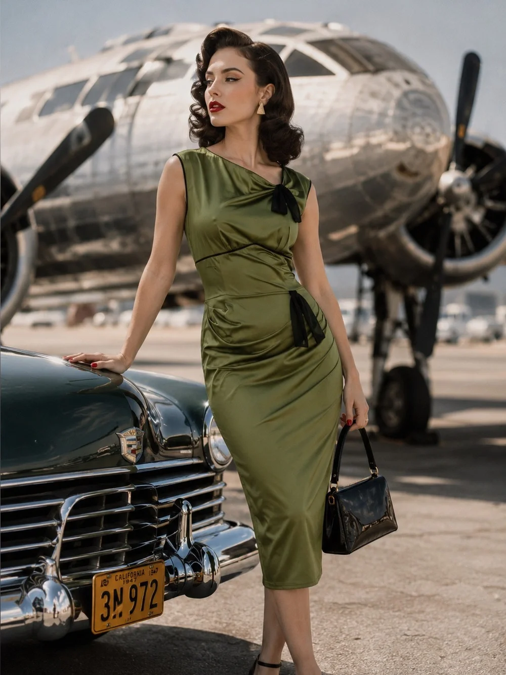 Stop Staring Green Timeless Satin Bow Dress - Picture 1 of 13